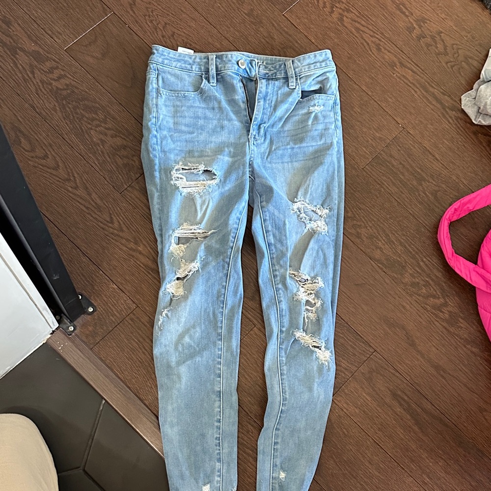 American Eagle Outfitters Light Blue Ripped Skinny Jeans